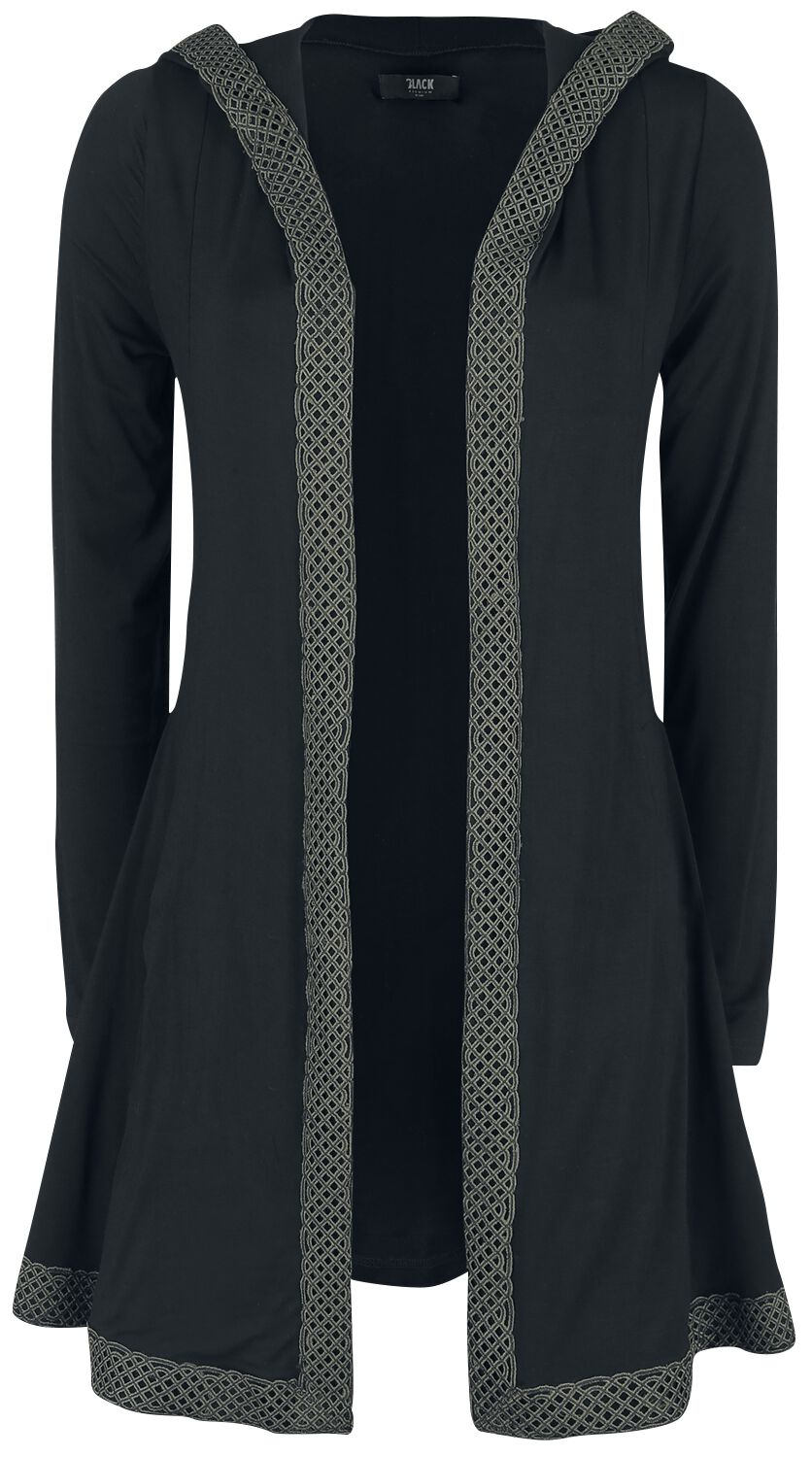 Black Premium by EMP Cardigan - Cardigan mit Kapuze und Knoten-Borte - S bis 5XL - für Damen - Größe 5XL - schwarz