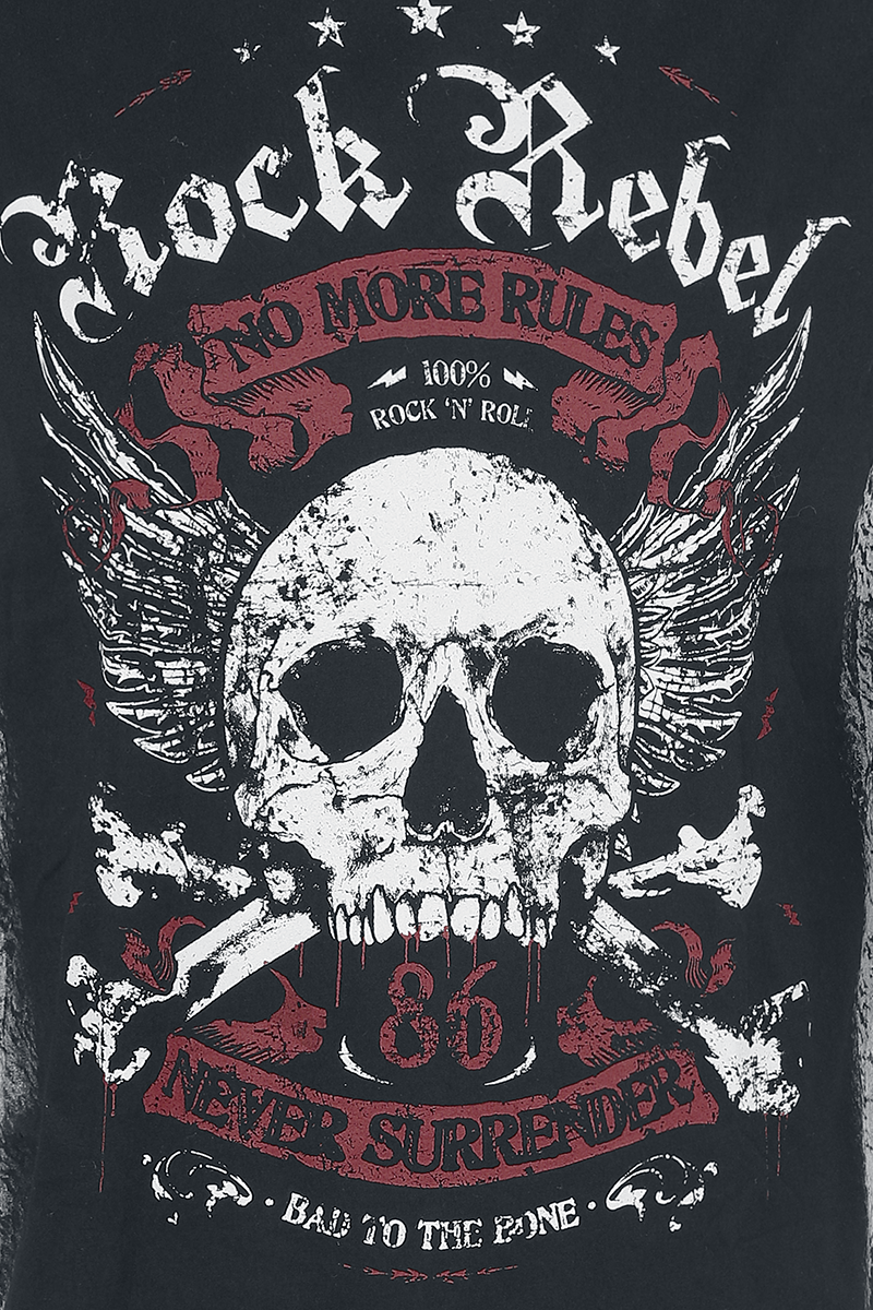 4064854209459 - Schwarzes T-Shirt mit Frontprint und Waschung T-Shirt schwarz in M