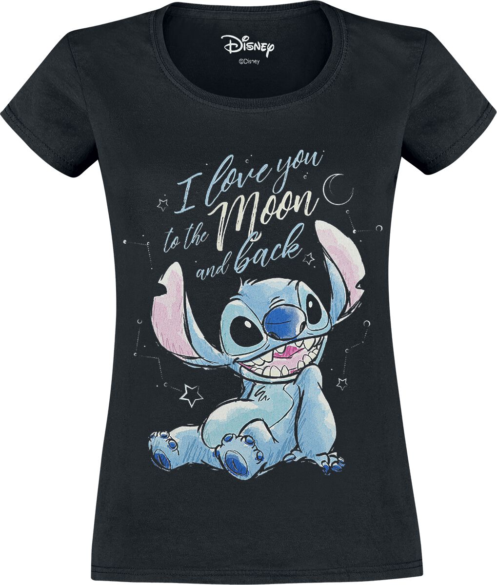 Image of Lilo and Stitch I love you to the moon and back Girl-Shirt schwarz
