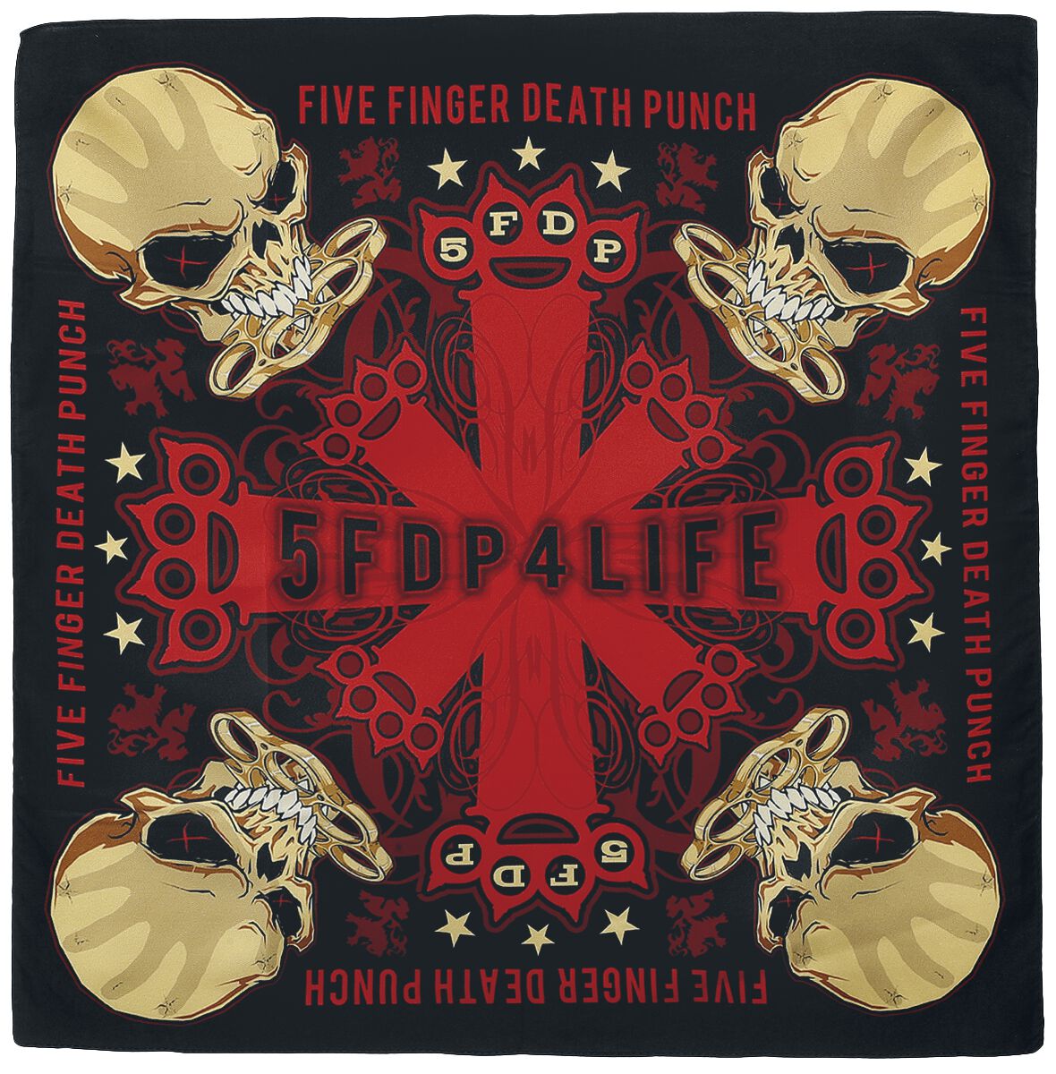Image of Five Finger Death Punch FFDP 4 Life - Bandana Bandana schwarz/rot