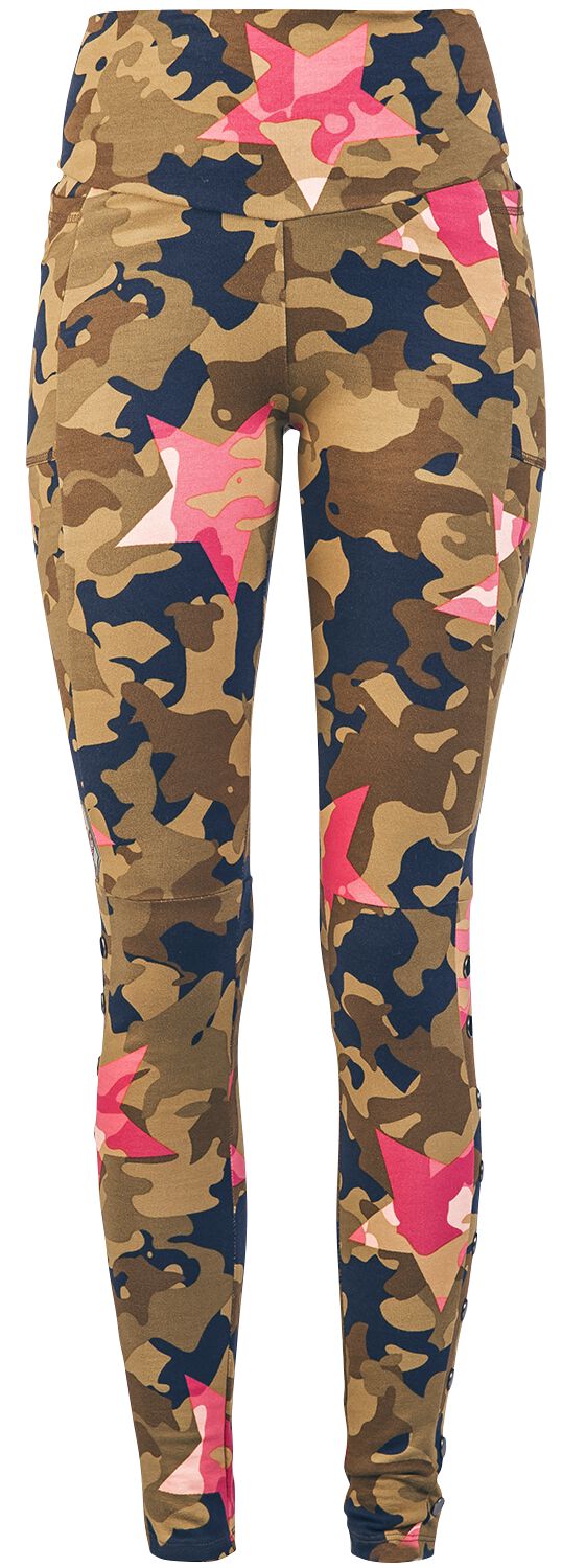 Image of Rock Rebel by EMP Leggings mit Allover- Camouflage- Star Print Girl-Hose camouflage