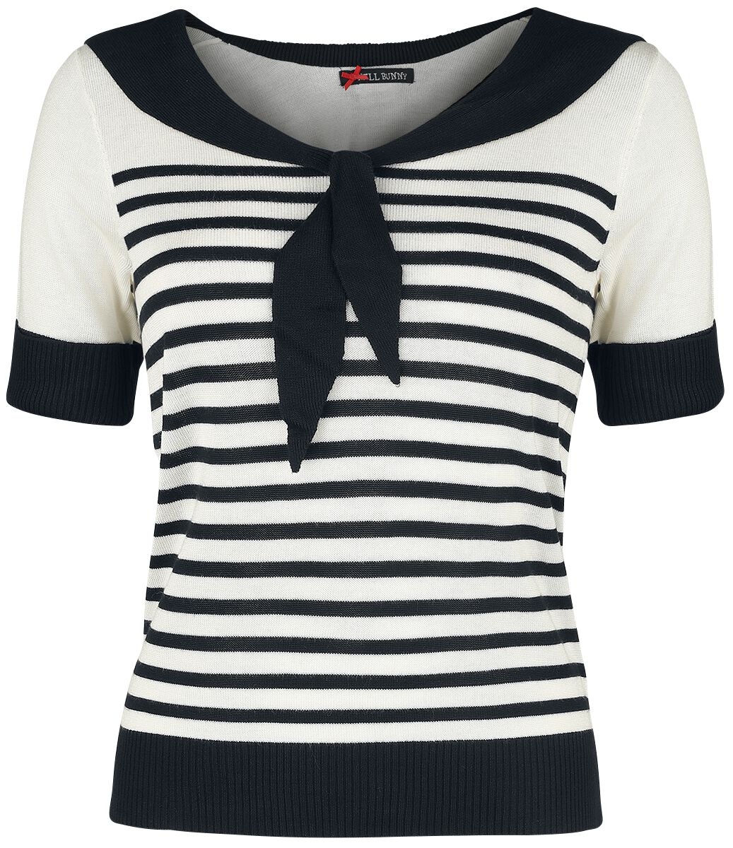 T-Shirt Manches courtes Rockabilly de Hell Bunny - Haut Coco - XS à XL - pour Femme - noir/blanc