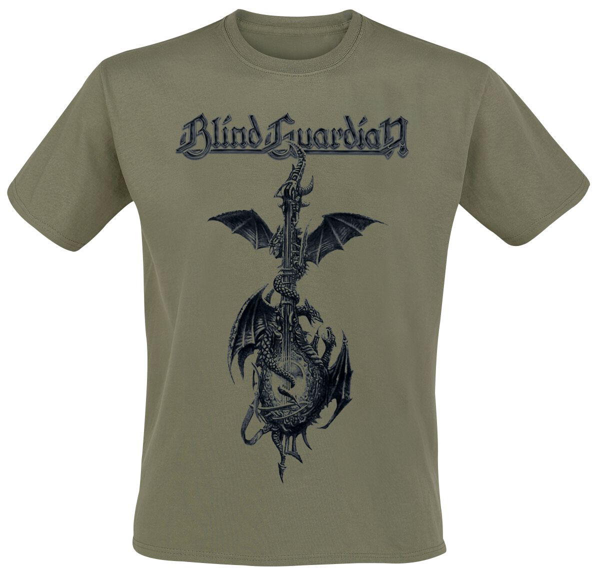 Blind Guardian T-Shirt - Dragon Guitar - S bis XXL - für Männer - Größe L - oliv  - EMP exklusives Merchandise!