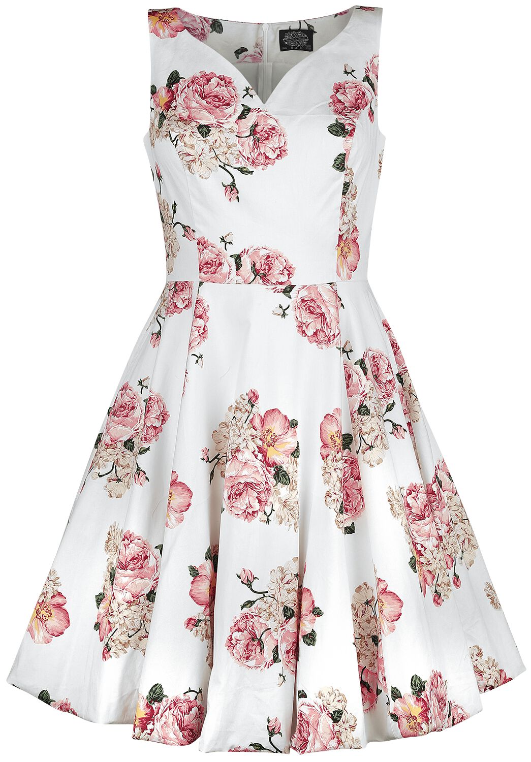 H&R London - Rockabilly Kleid knielang - Taraneh Swing Dress - XS bis 6XL - für Damen - Größe 6XL - weiß/rosa