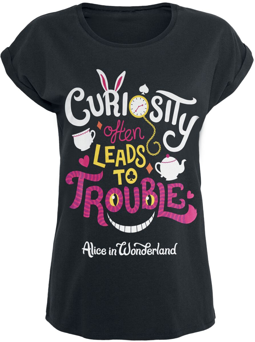 T-Shirt Manches courtes Disney de Alice Au Pays Des Merveilles - Trouble - S à M - pour Femme - noir