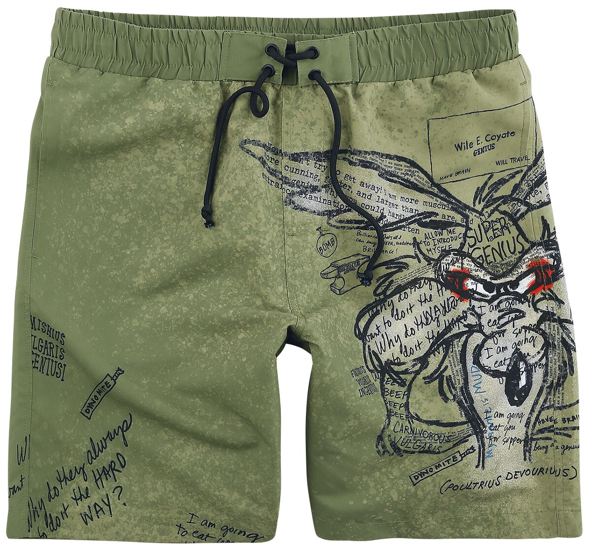 Looney Tunes Coyote Badeshort oliv in L