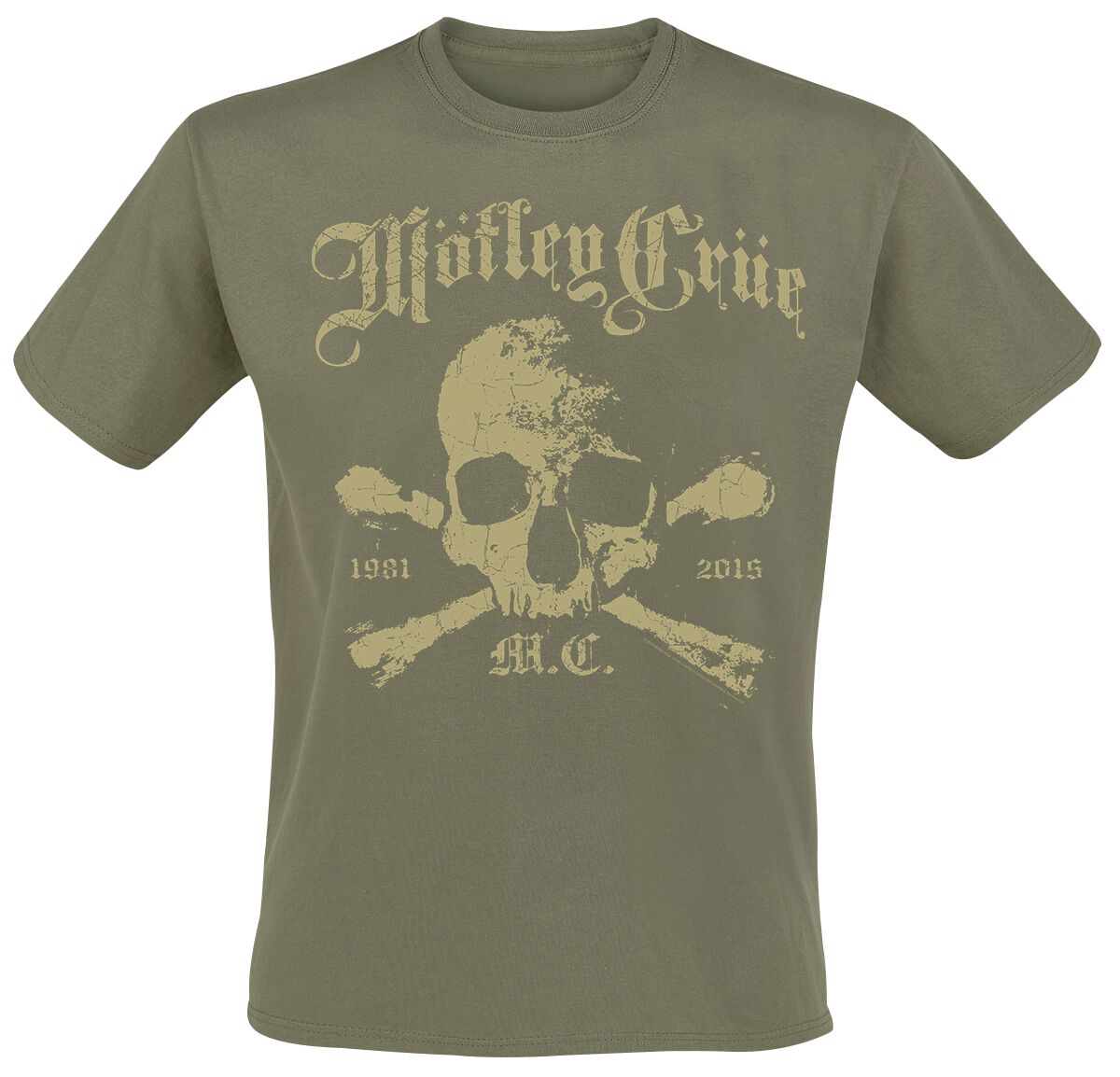 Levně Mötley Crüe Orbit Skull Tričko khaki