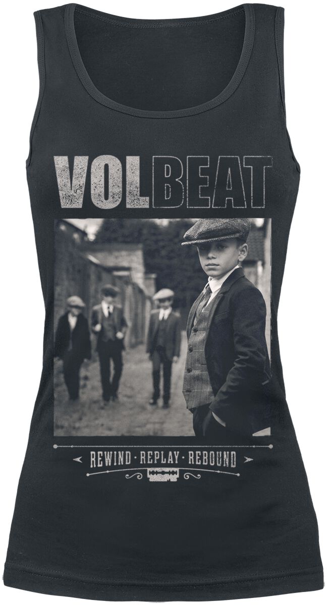 Volbeat Top - Cover - Rewind, Replay, Rebound - S bis XXL - für Damen - Größe XXL - schwarz  - EMP exklusives Merchandise!