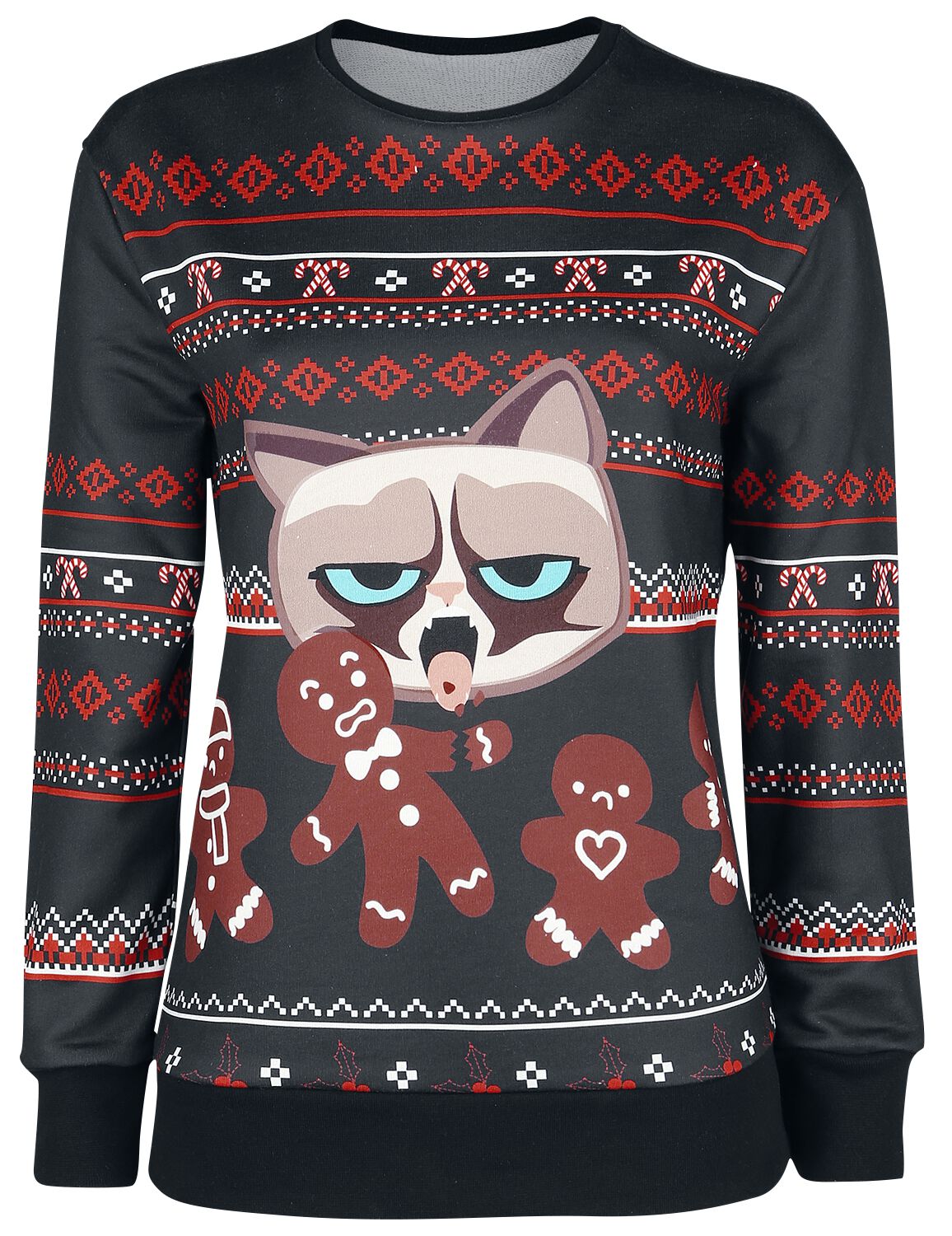 Image of Grumpy Cat Grumpy Christmas - Lebkuchen Girl-Sweat-Shirt multicolor