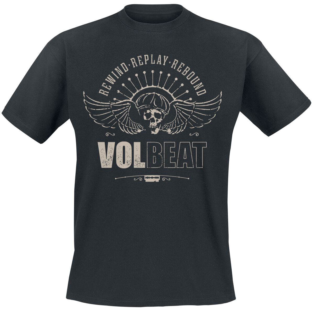 Volbeat T-Shirt - Skullwing - Rewind, Replay, Rebound - S bis 4XL - für Männer - Größe 4XL - schwarz  - EMP exklusives Merchandise!