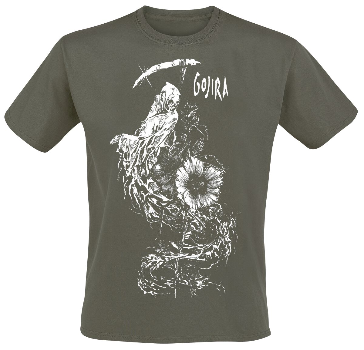 Image of Gojira Reaper Flower T-Shirt dunkelgrün