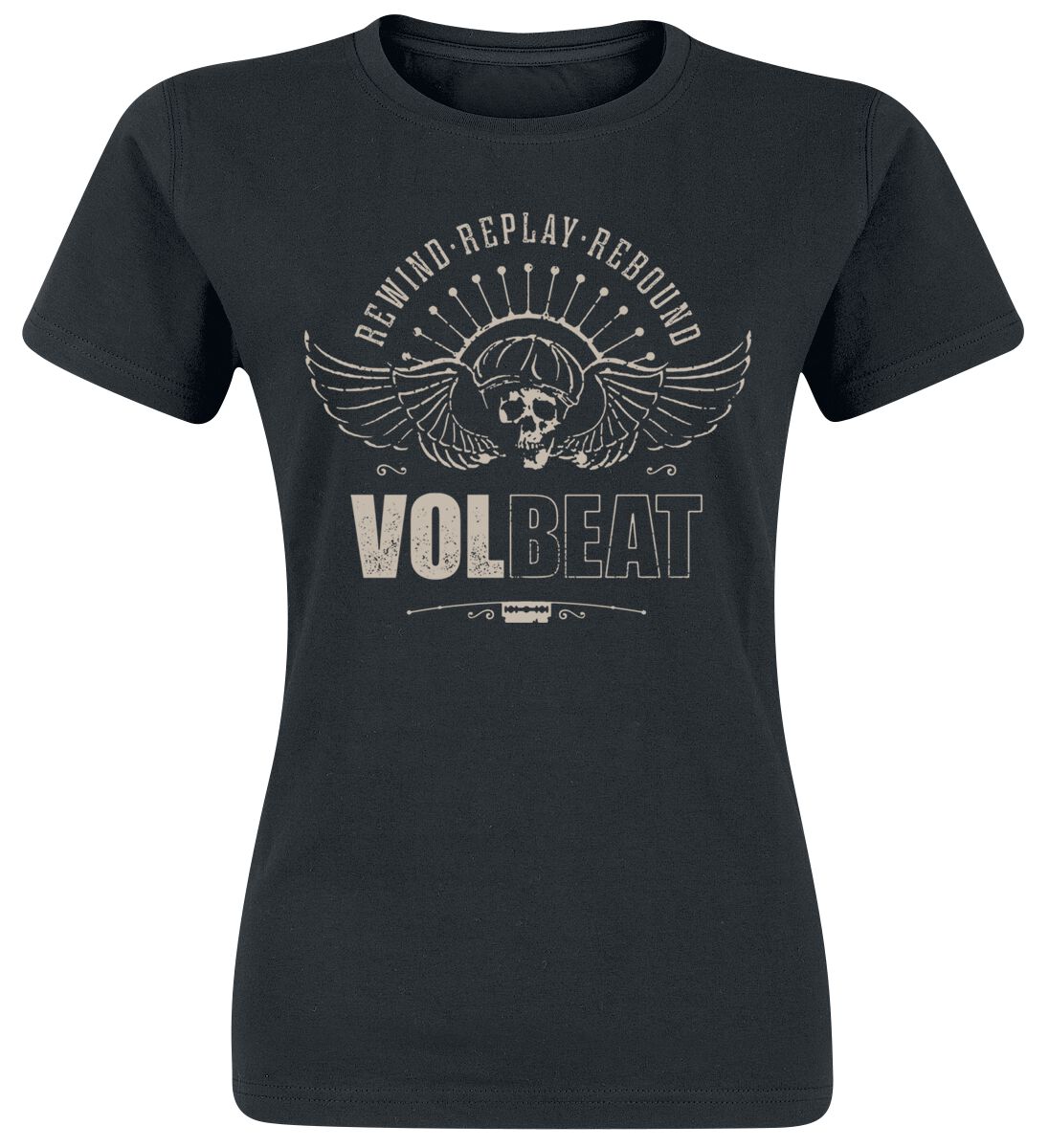 Volbeat T-Shirt - Skullwing - Rewind, Replay, Rebound - S bis 3XL - für Damen - Größe M - schwarz  - EMP exklusives Merchandise!