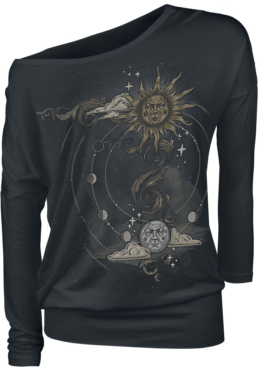 Image of Maglia Maniche Lunghe Gothic di Gothicana by EMP - Black Long-Sleeve Shirt with Crew Neckline and Print - S a 5XL - Donna - nero