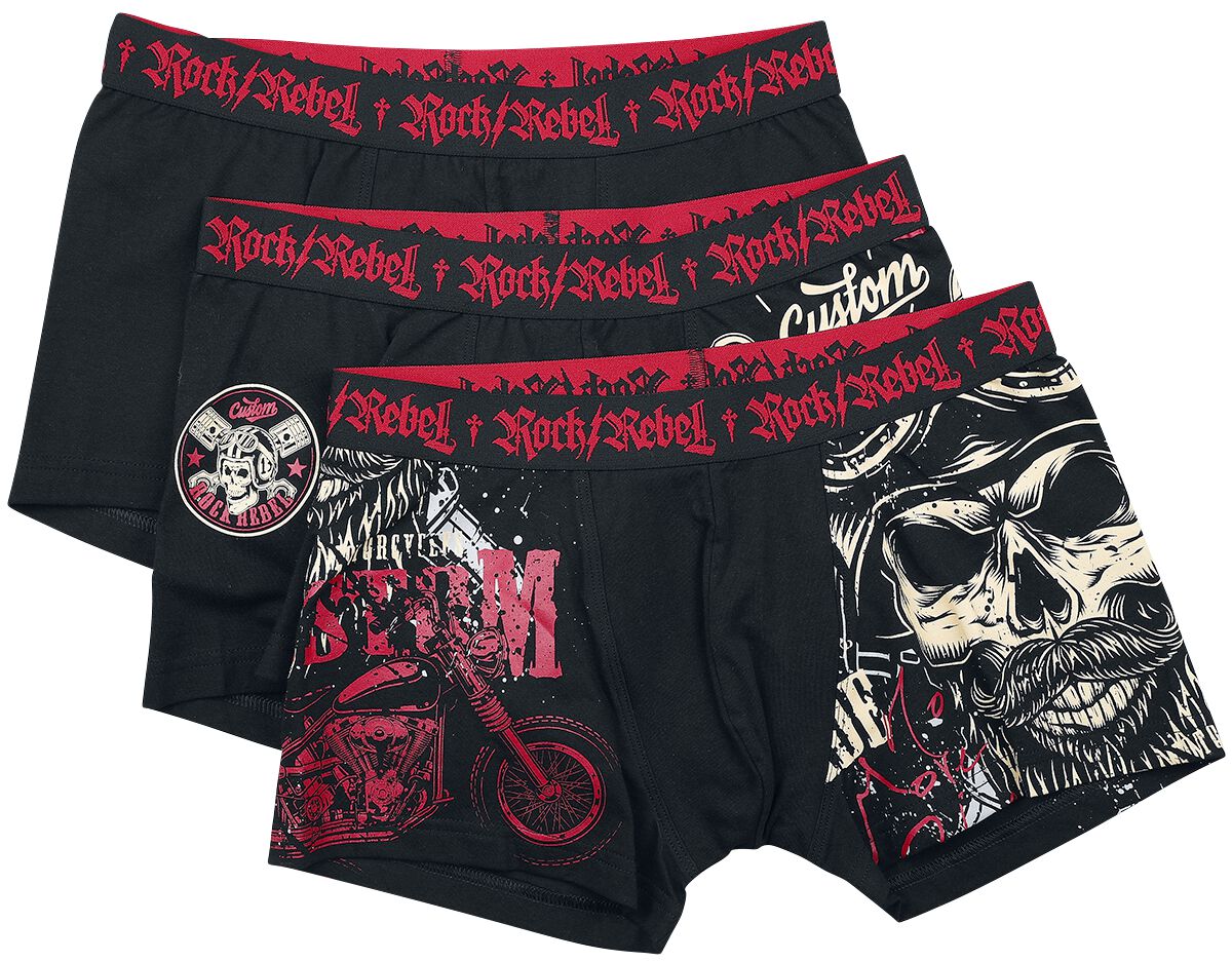Rock Rebel by EMP Boxer Short Set with Biker Prints Boxer Shorts Set black