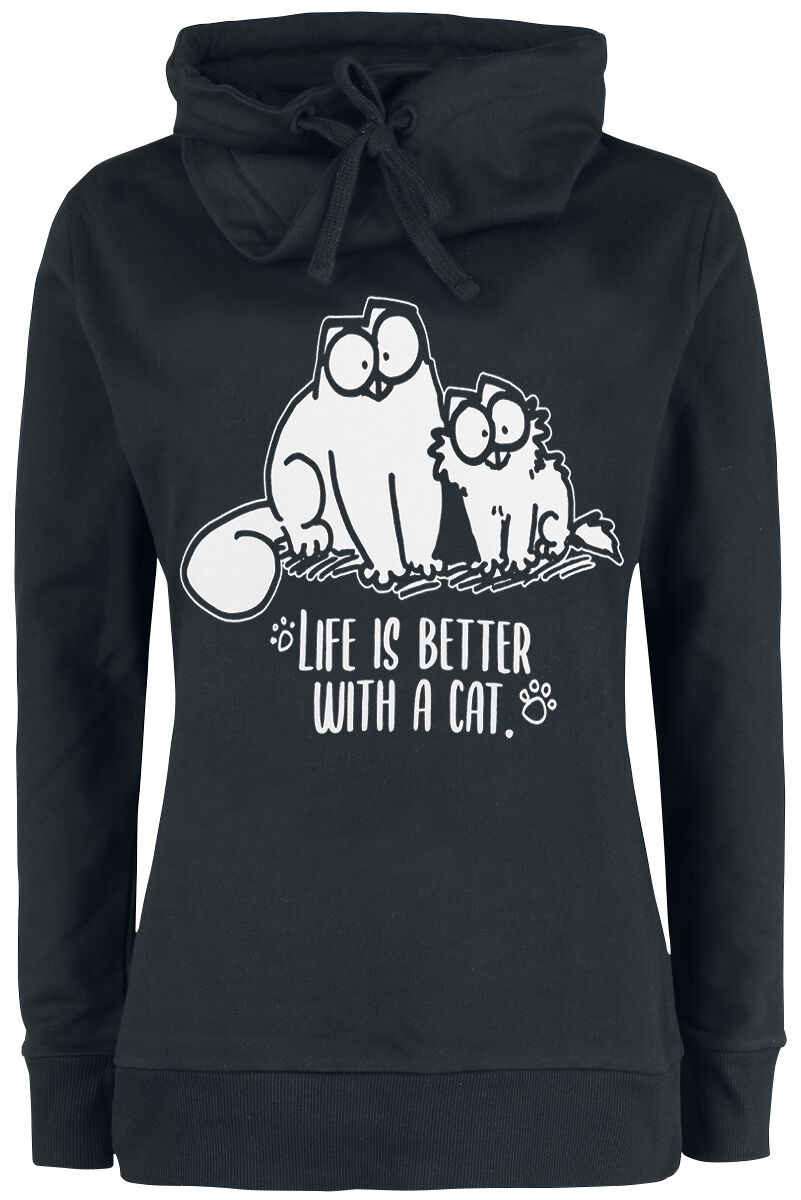 Sweat-shirt de Simon's Cat - Life Is Better With A Cat. - S à XL - pour Femme - noir