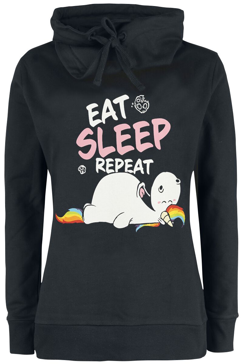 Chubby Unicorn Eat, Sleep. Repeat. Sweatshirt black