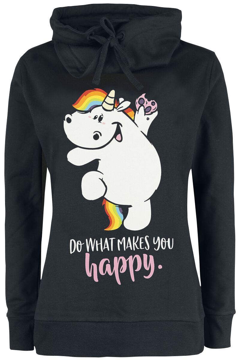 Sweat-shirt Unicorn de Chubby Unicorn - Do What Makes You Happy! - S - pour Femme - noir