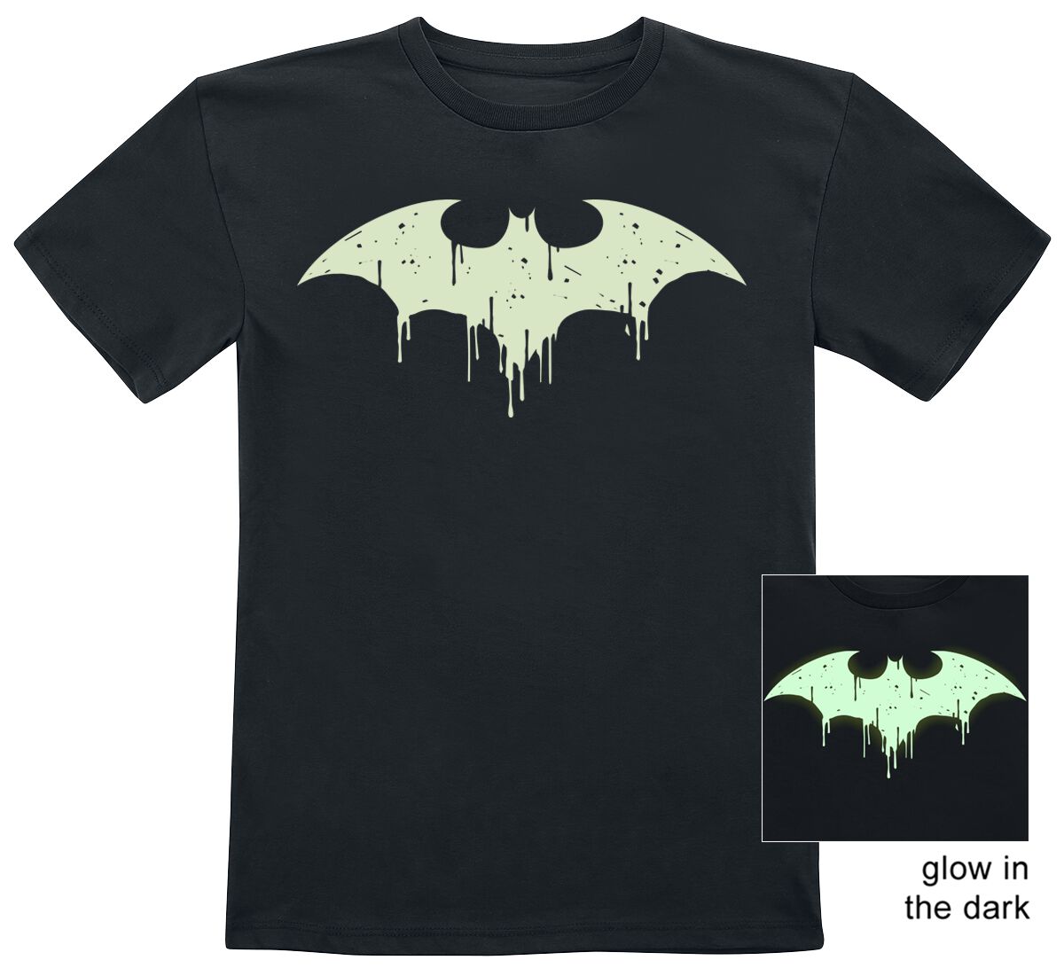 Batman Kids - GITD logo T-Shirt schwarz in 128