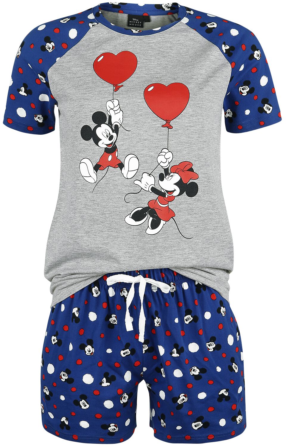 Pyjama Disney de Mickey & Minnie Mouse - Pois - S à XL - pour Femme - bleu/gris
