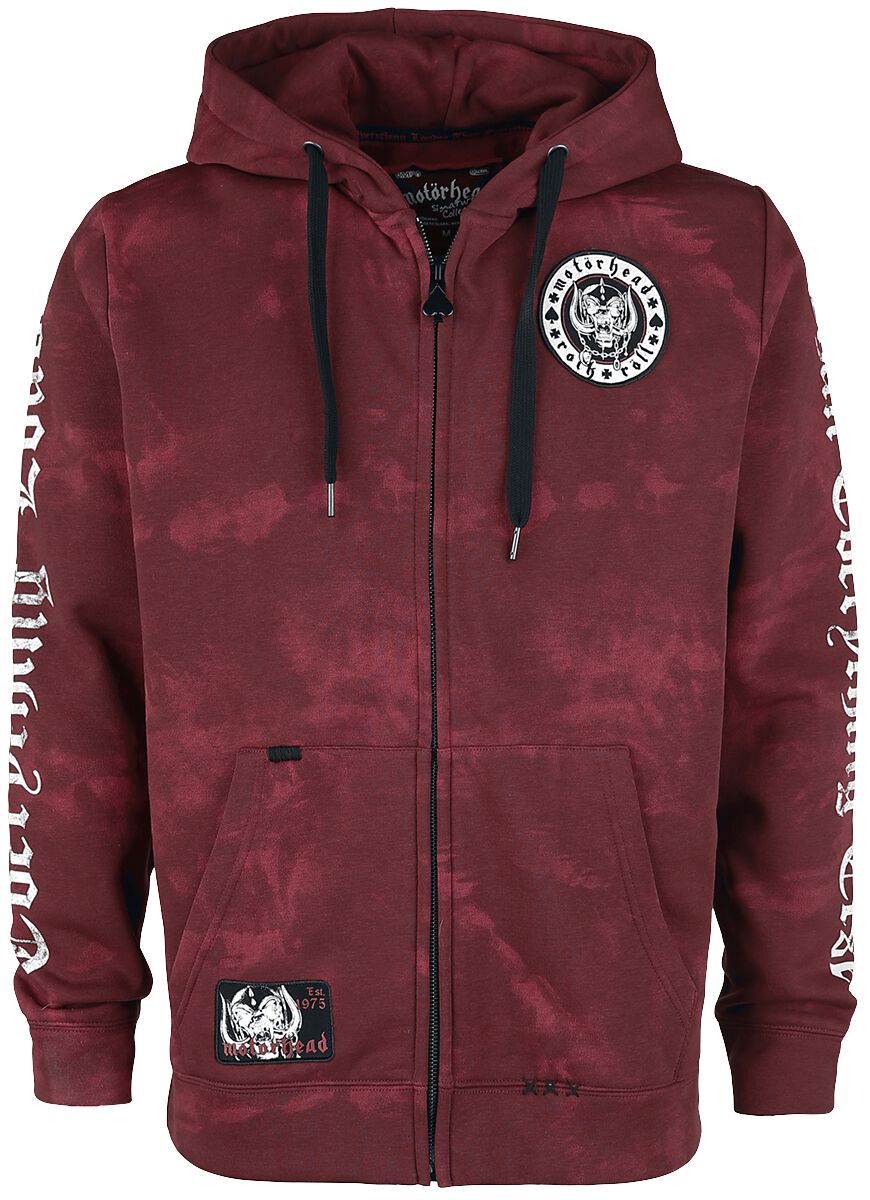 Sweat-shirt zippé à capuche de Motörhead - EMP Signature Collection - S à 4XL - pour Homme - rouge