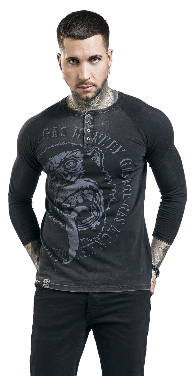 Gas Monkey Garage Washed Monkey Langarmshirt grau