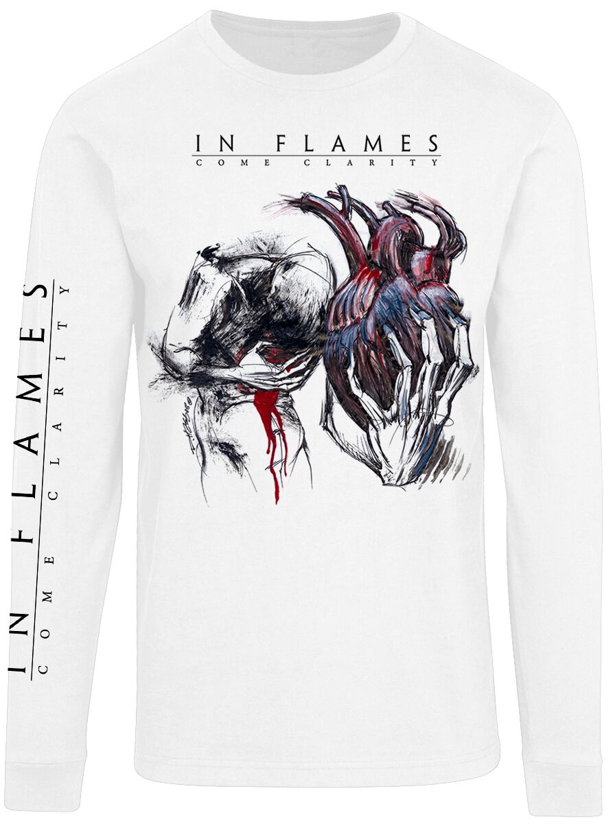In Flames Langarmshirt - Come Clarity Lyrcis - S bis XXL - für Männer - Größe XXL - weiß  - Lizenziertes Merchandise!