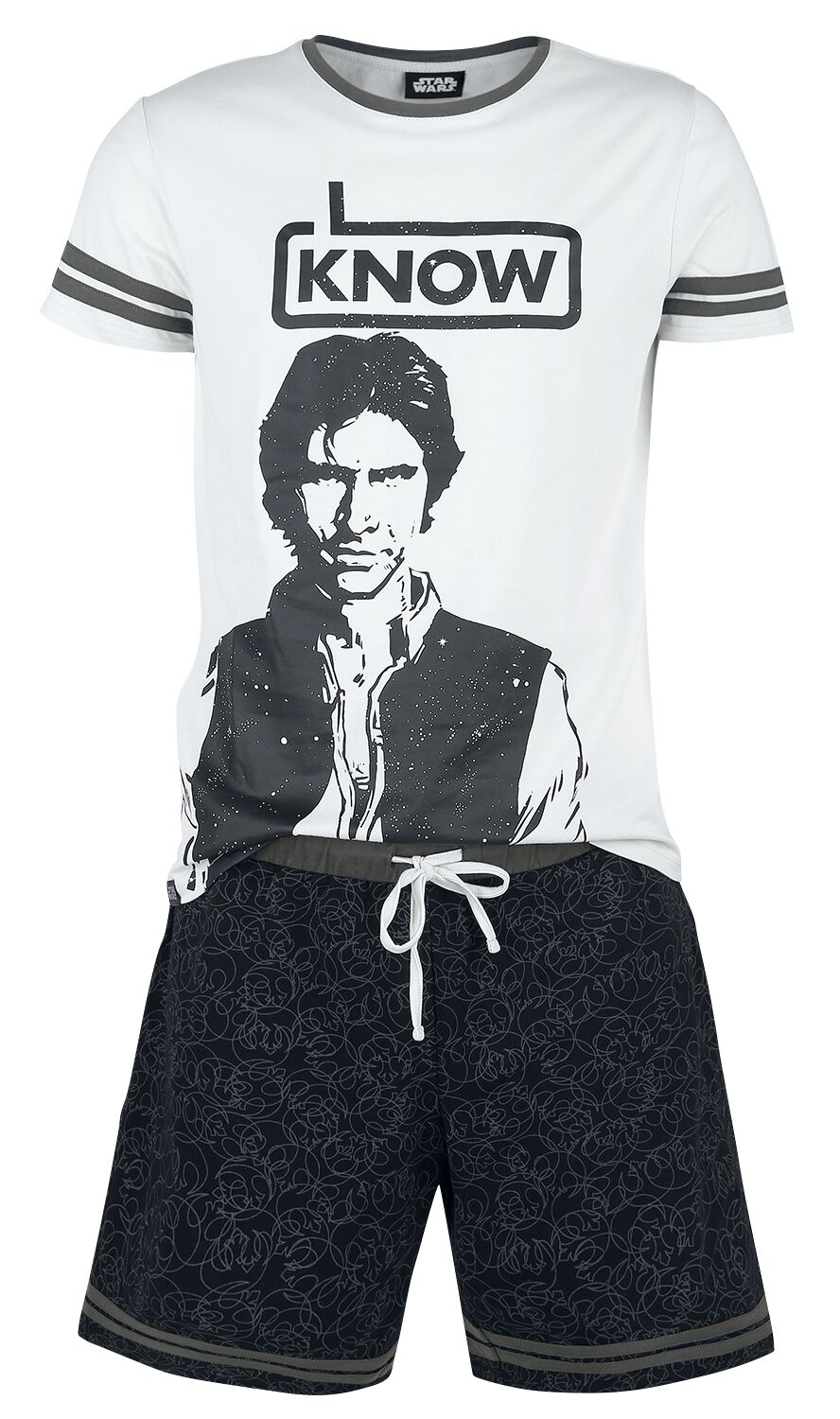 Star Wars Schlafanzug - Han Solo - I Know - S bis XXL - für Männer - Größe M - grau/schwarz  - EMP exklusives Merchandise!