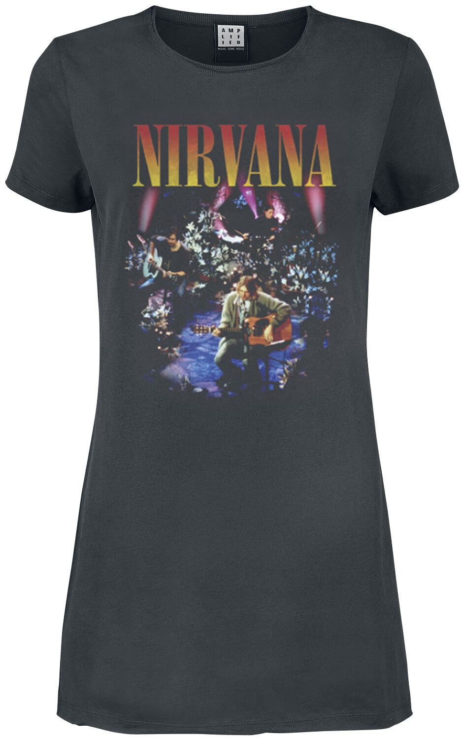 Nirvana Kurzes Kleid - Amplified Collection - Live In NYC - S bis XXL - für Damen - Größe M - charcoal  - Lizenziertes Merchandise!
