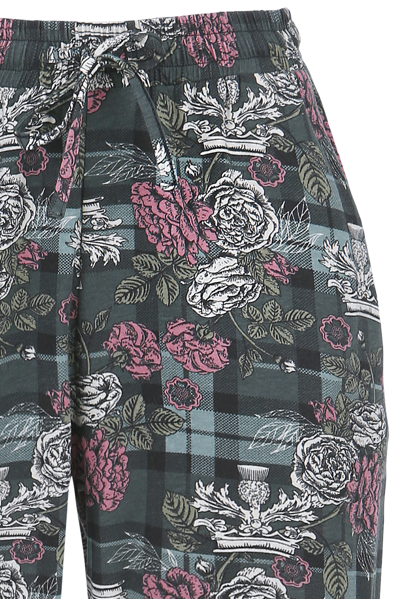 Outlander Tartan Flowers Pyjama-Hose allover