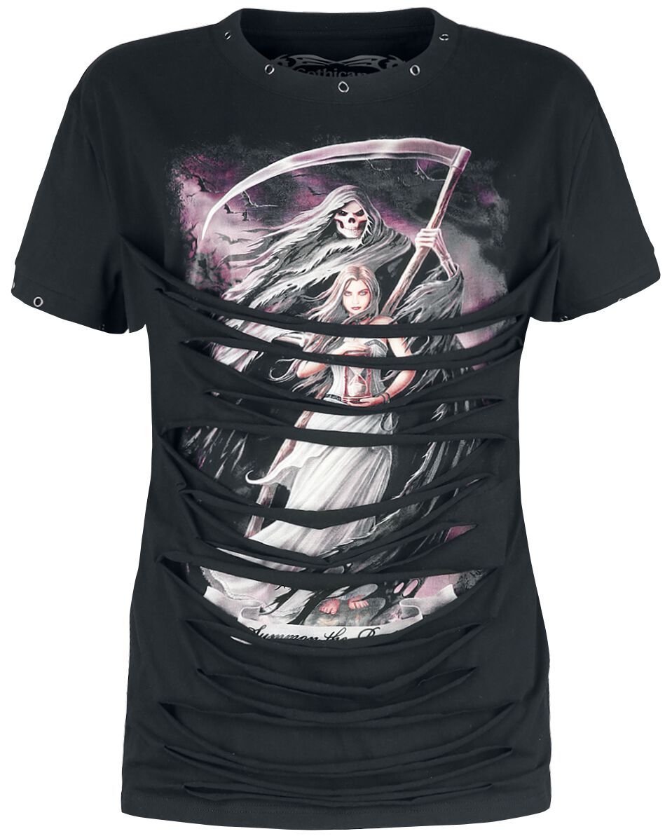 Image of Gothicana by EMP Gothicana X Anne Stokes - Schwarzes T-Shirt mit Print und Cut-Outs T-Shirt schwarz