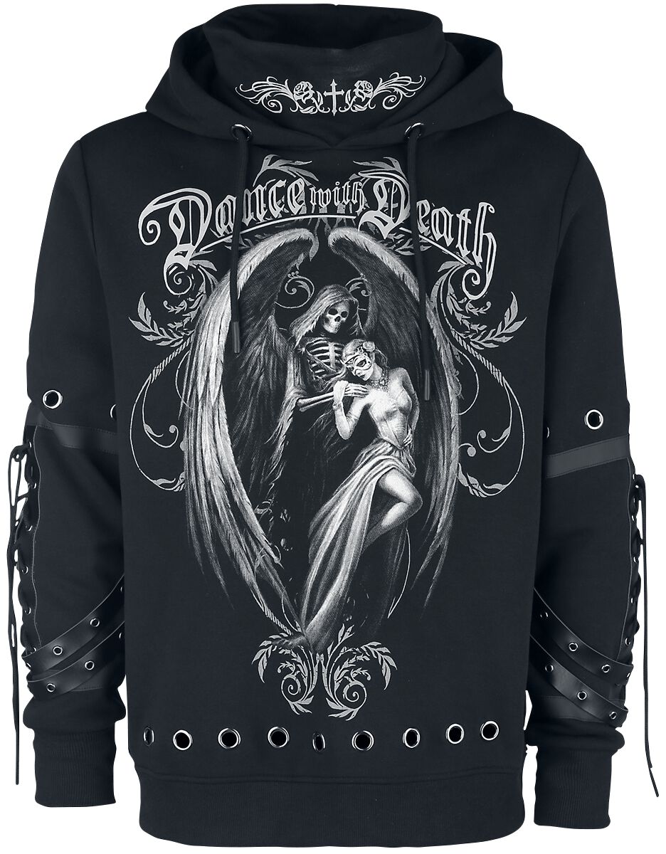 Image of Felpa con cappuccio Gothic di Gothicana by EMP - Gothicana X Anne Stokes - Black Hoodie with Print and Details - M a 5XL - Uomo - nero