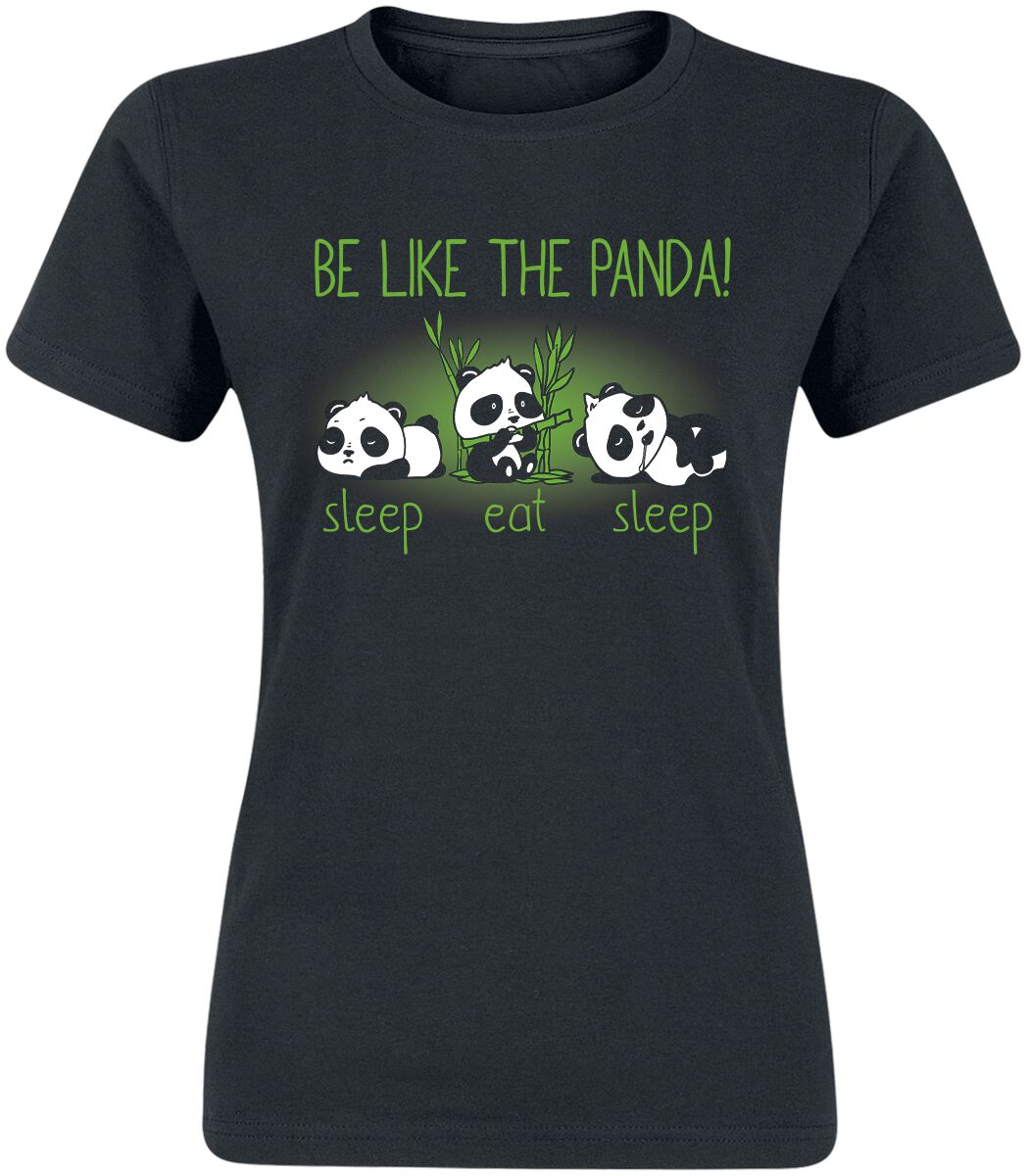 Image of T-Shirt Magliette Divertenti di Animaletti - Be Like The Panda! - L a XL - Donna - nero