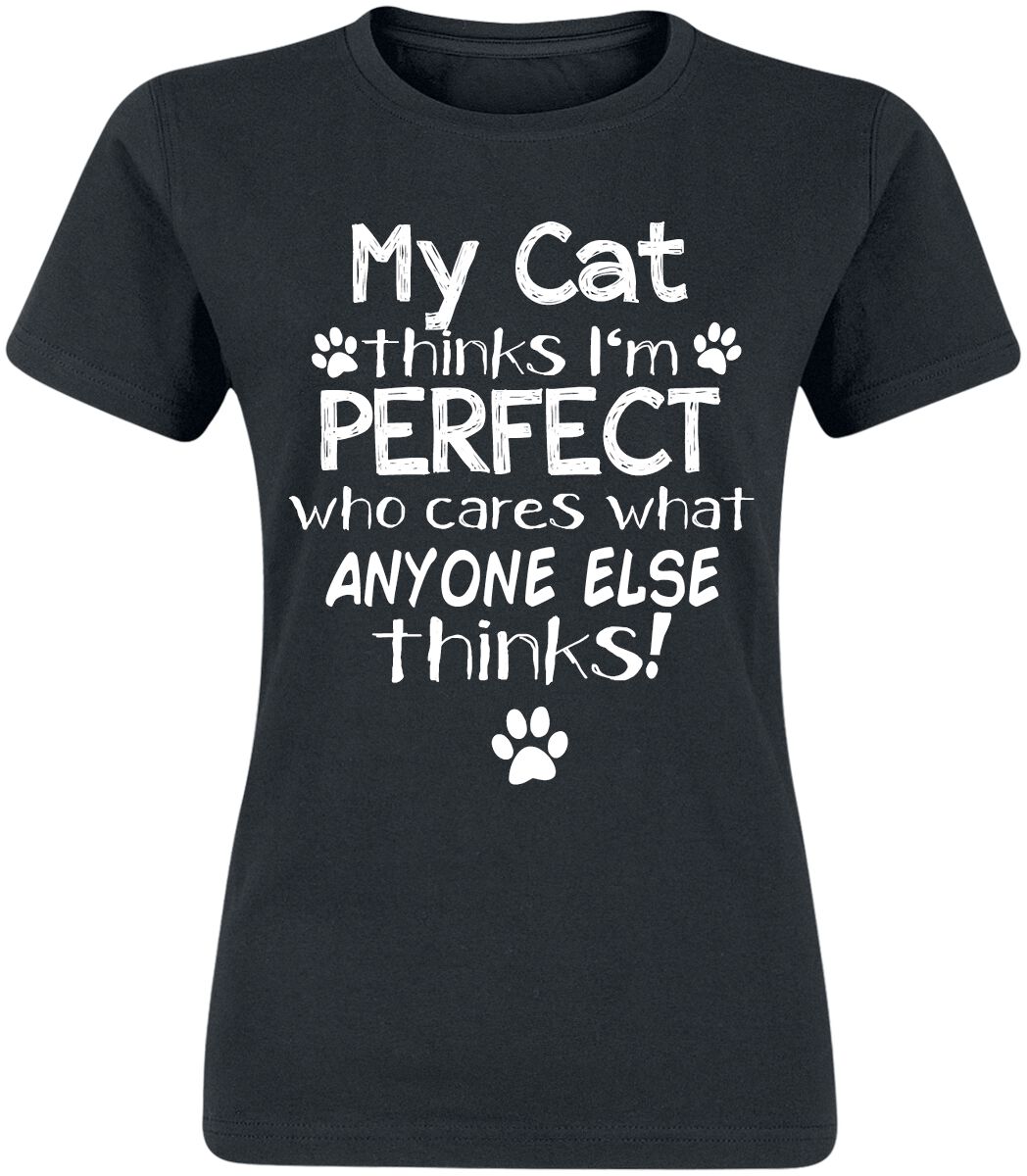 T-Shirt Manches courtes Fun de Tierisch - My Cat Thinks I'm Perfect - S à 3XL - pour Femme - noir