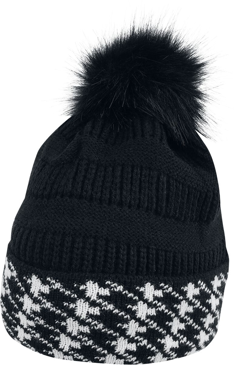 Image of Beanie Rockabilly di Banned Retro - Winter Romance Hat - Donna - nero/bianco
