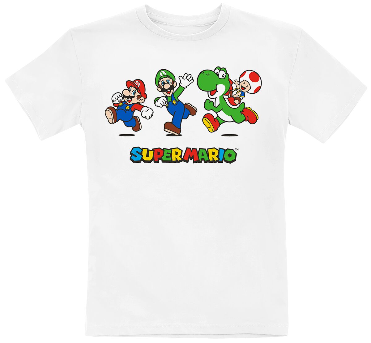 T-shirt Gaming de Super Mario - Enfants - Running - 104 à 152 - pour filles & garçonse - blanc