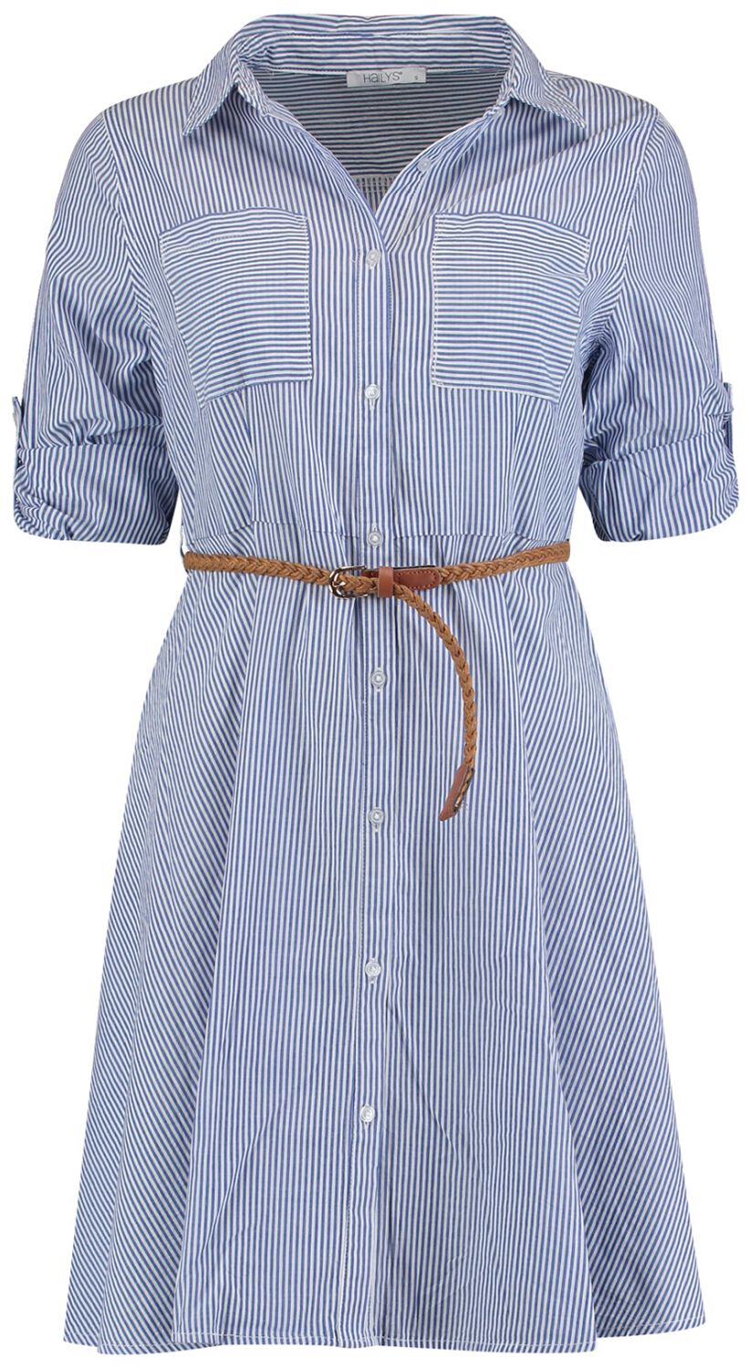 Hailys Clea Kurzes Kleid blau weiß in XL