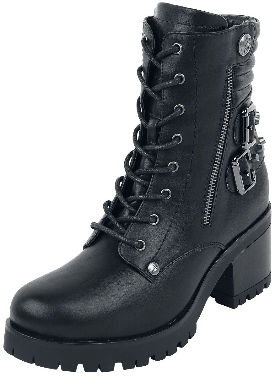 Gothicana by EMP Boots with Buckles and Decorative Zips Boot black