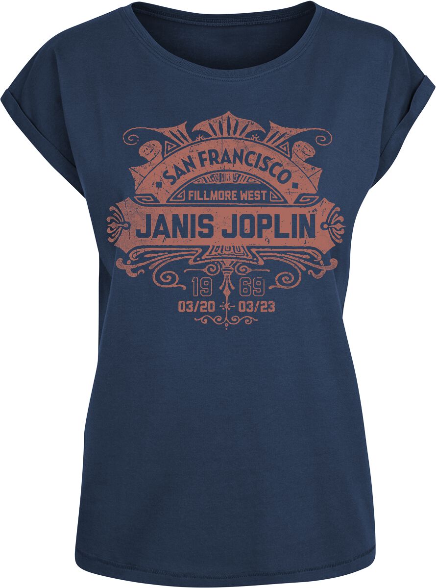 Joplin, Janis T-Shirt - San Francisco 1966 - S bis XXL - für Damen - Größe M - navy  - Lizenziertes Merchandise!