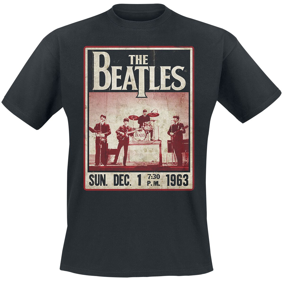 Image of The Beatles Vintage 1963 Poster T-Shirt schwarz