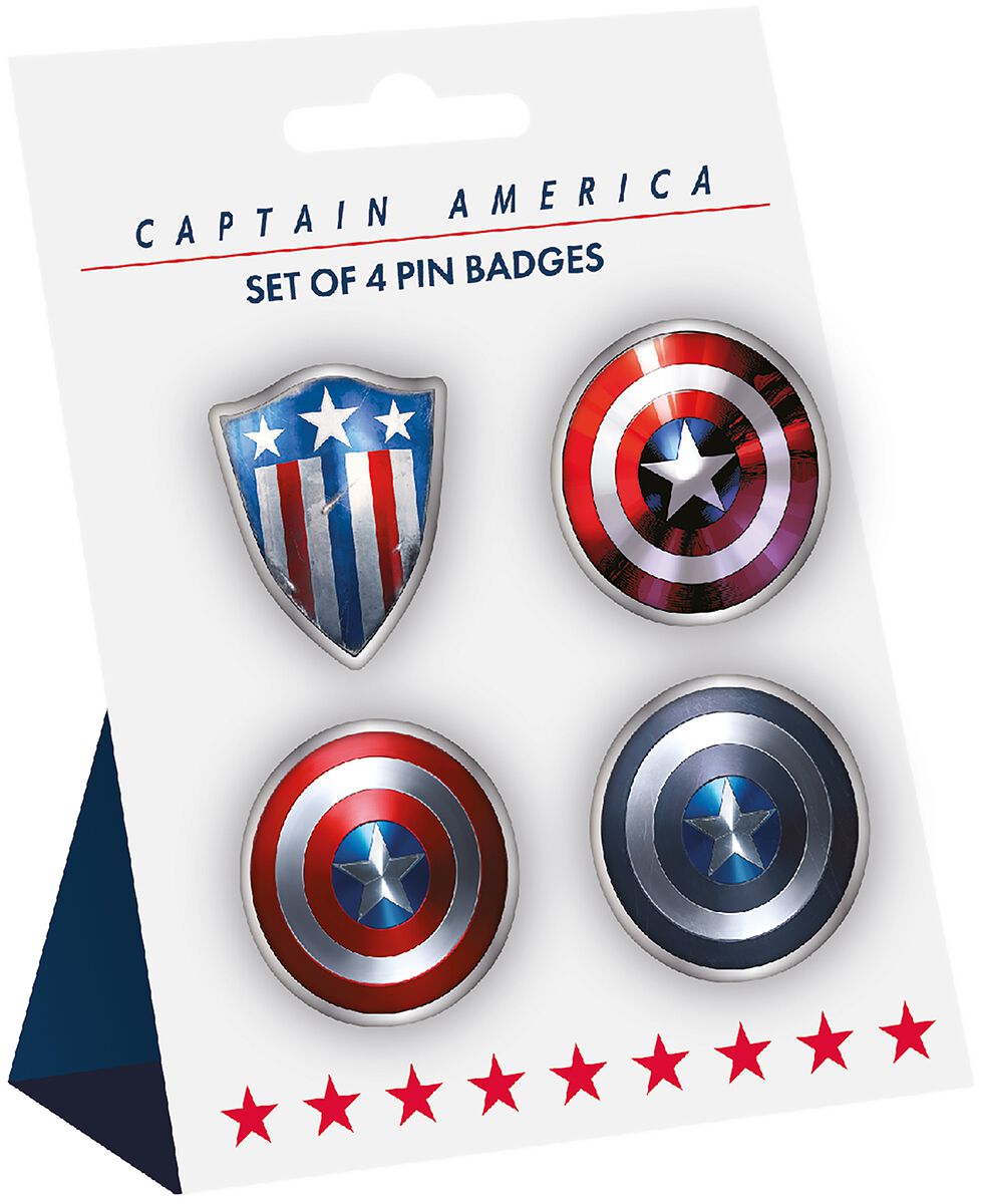 Image of Captain America Shield - 4er Pin Set Pin-Set blau/rot