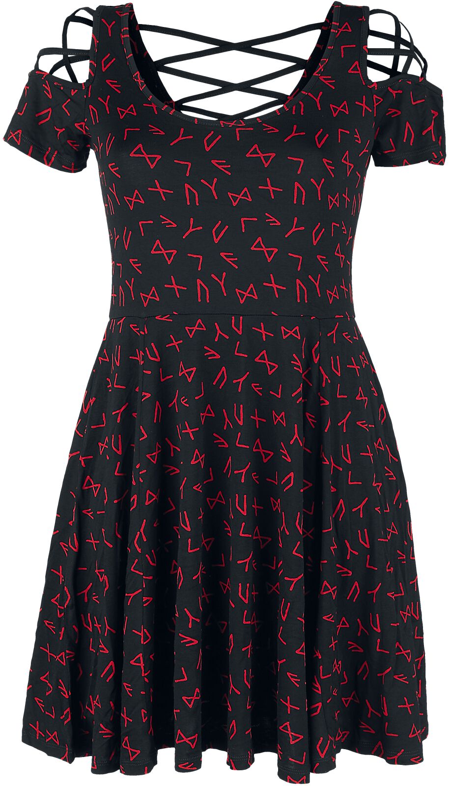 Black Premium by EMP Kurzes Kleid - Kleid mit Schnürung und Runen - S bis 5XL - für Damen - Größe 5XL - schwarz