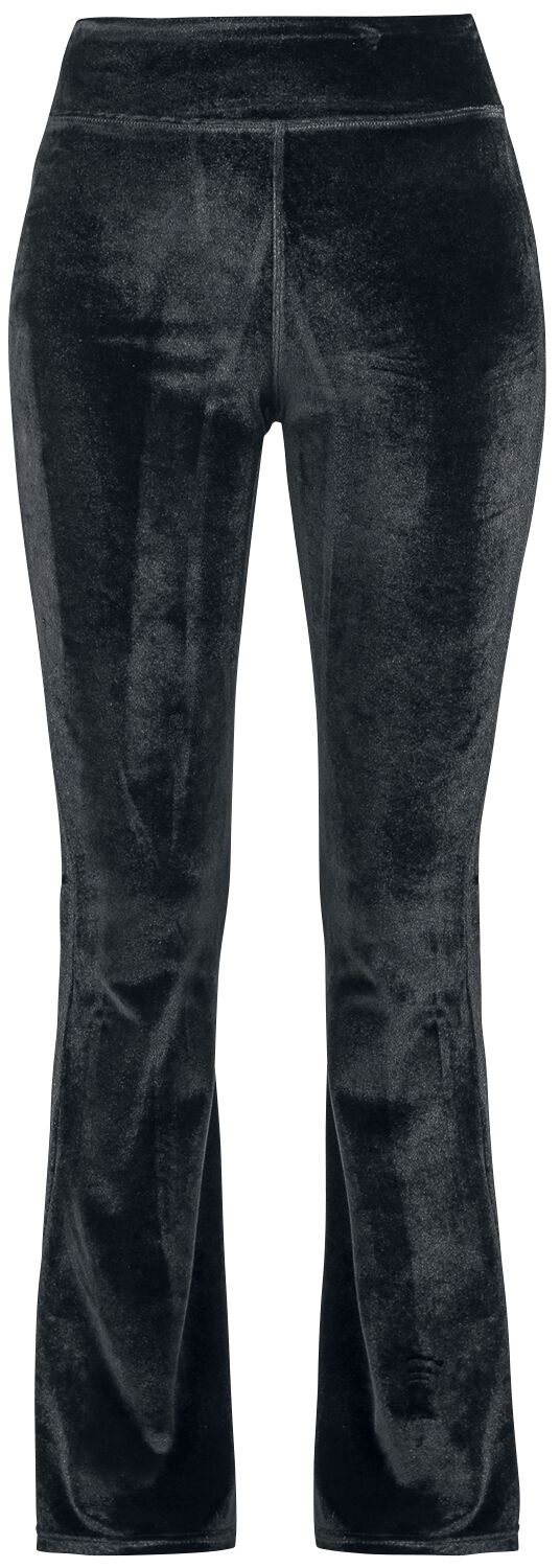 Urban Classics Leggings - Ladies High Waist Velvet Boot Cut Legging - L bis XL - für Damen - Größe XL - schwarz