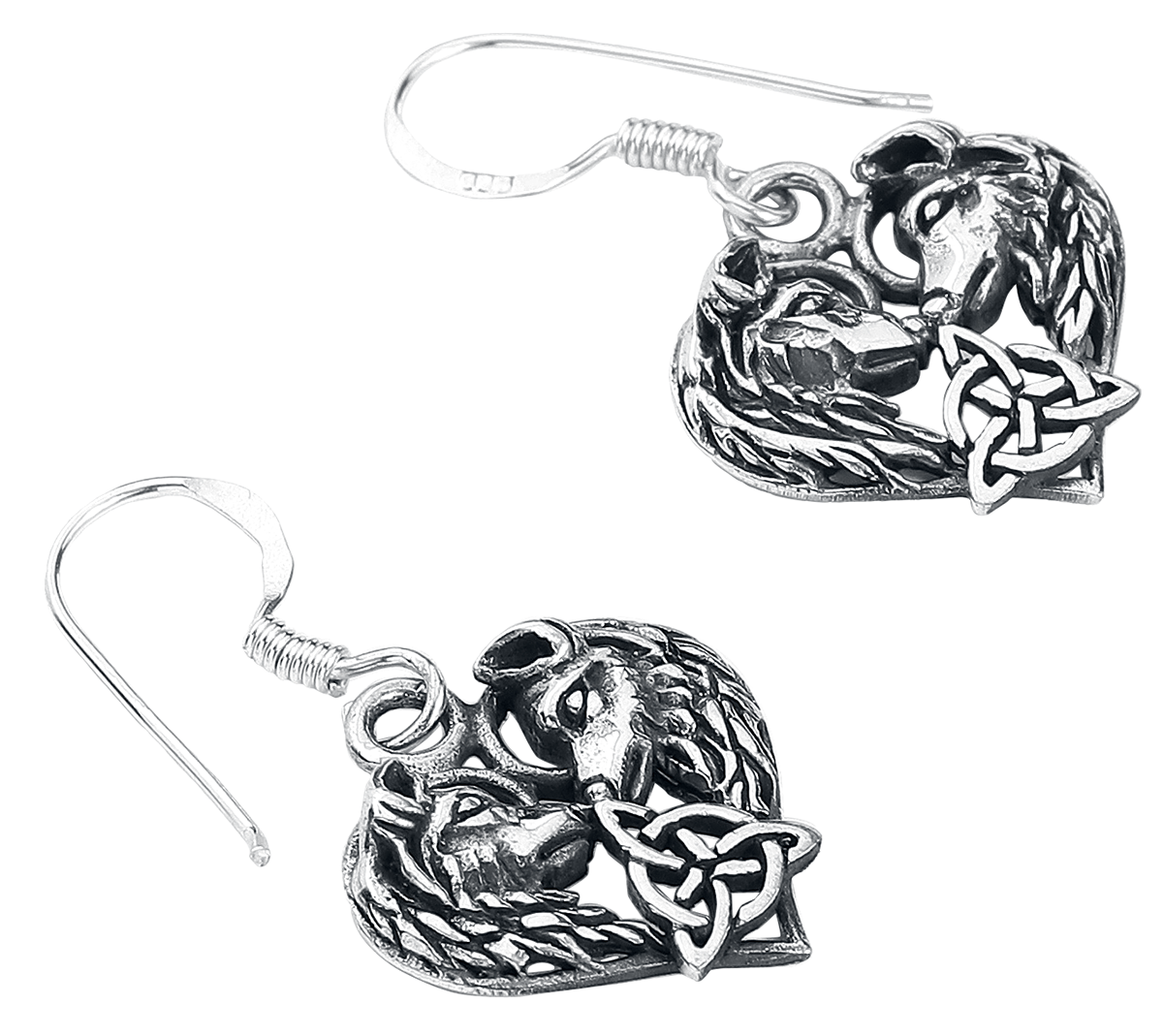 etNox Wolfsköpfe Ohrring silberfarben