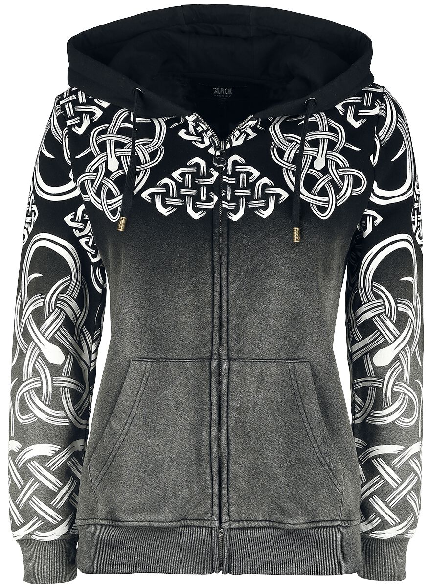 Image of Felpa jogging di Black Premium by EMP - Hoodie Jacket with Colour Gradient and Celtic Adornment - L a 3XL - Donna - grigio