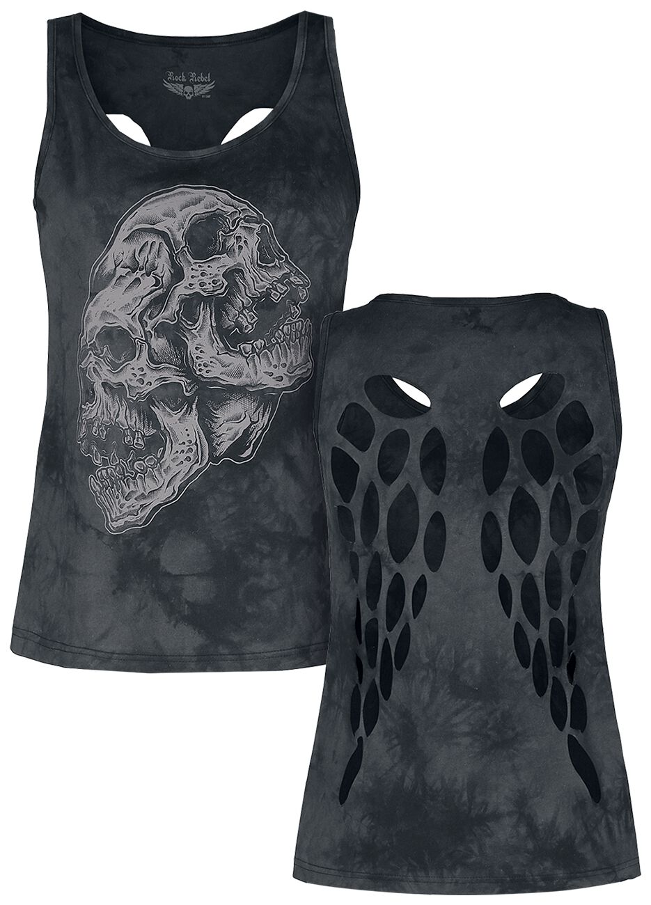Image of Top di Rock Rebel by EMP - Top with Front Print and Cut-Outs at the Back - S a XXL - Donna - grigio