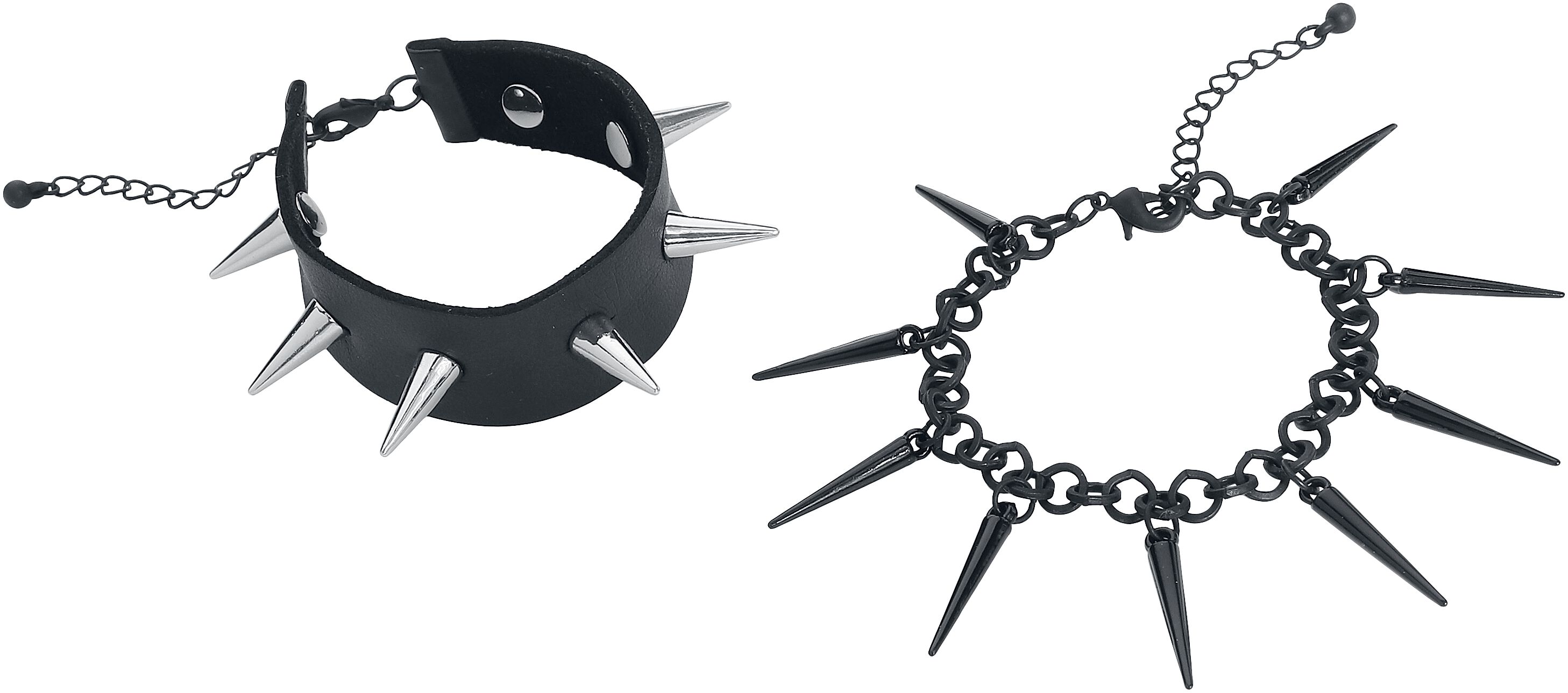 Set de bracelets Gothic de Gothicana by EMP - Pics - pour Unisexe - noir/argent