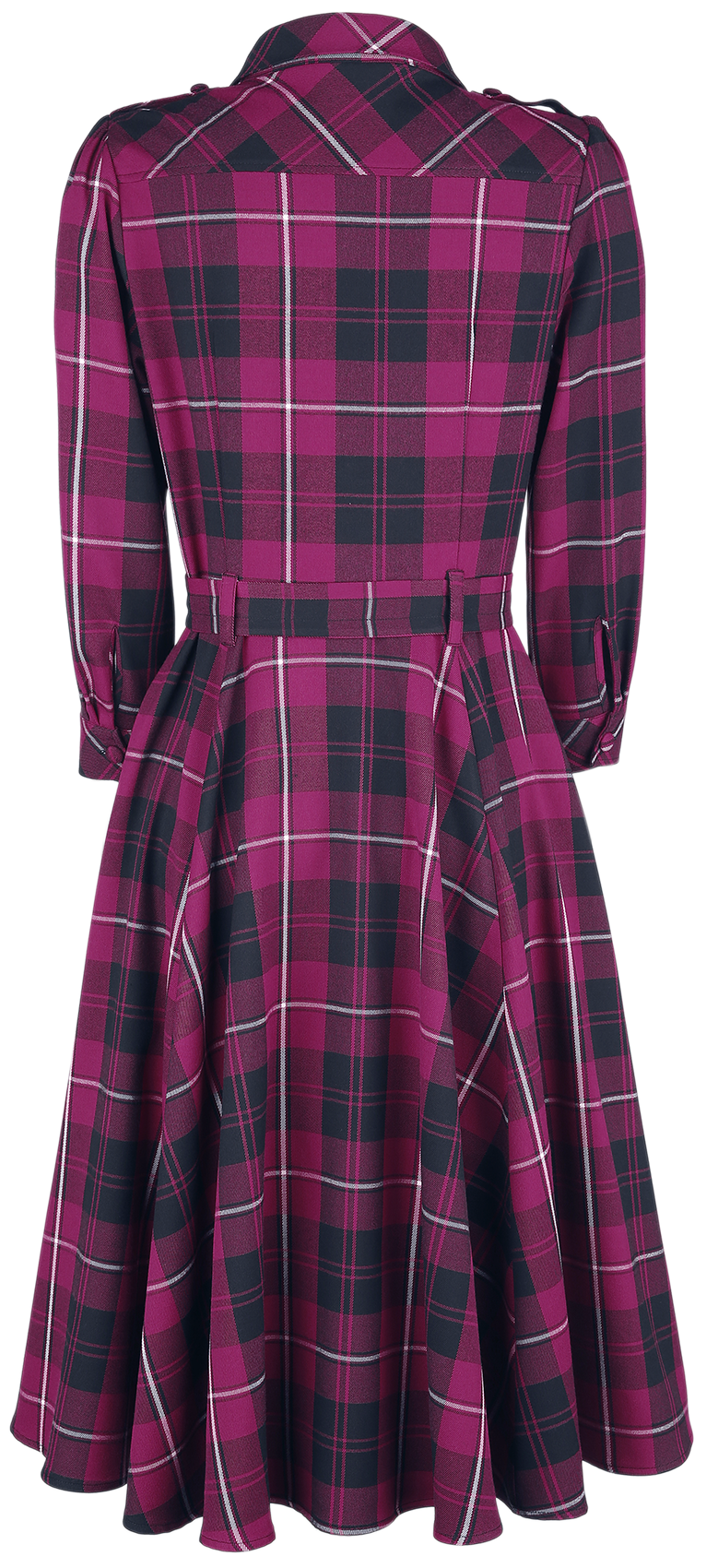 H&R London Evie Purple Tartan Swing Dress Mittellanges Kleid lila schwarz
