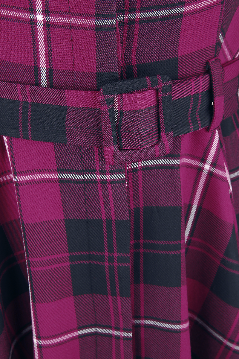 H&R London Evie Purple Tartan Swing Dress Mittellanges Kleid lila schwarz