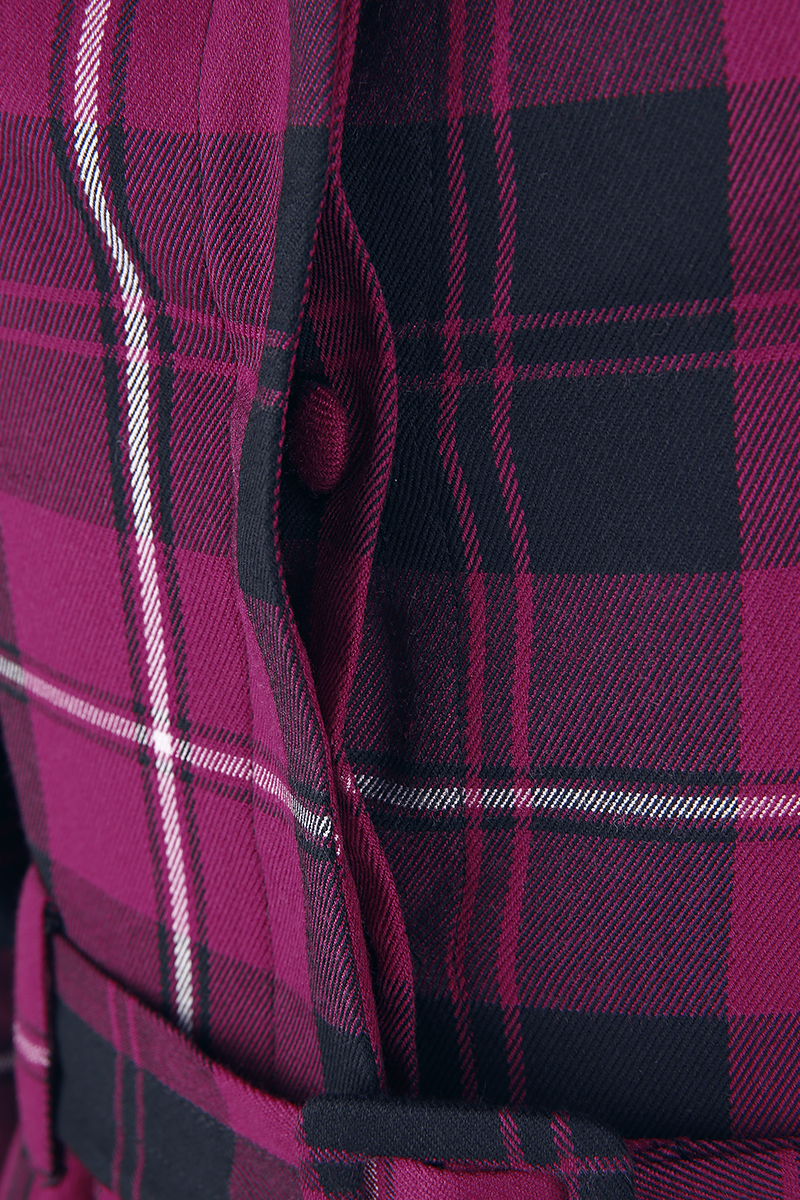 H&R London Evie Purple Tartan Swing Dress Mittellanges Kleid lila schwarz