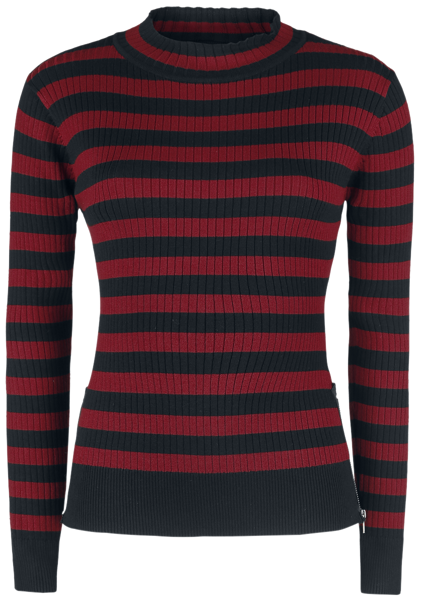 Jawbreaker Rockabilly Knit jumper - Menace Red and Black Stripe Sweater - for Women - black-red